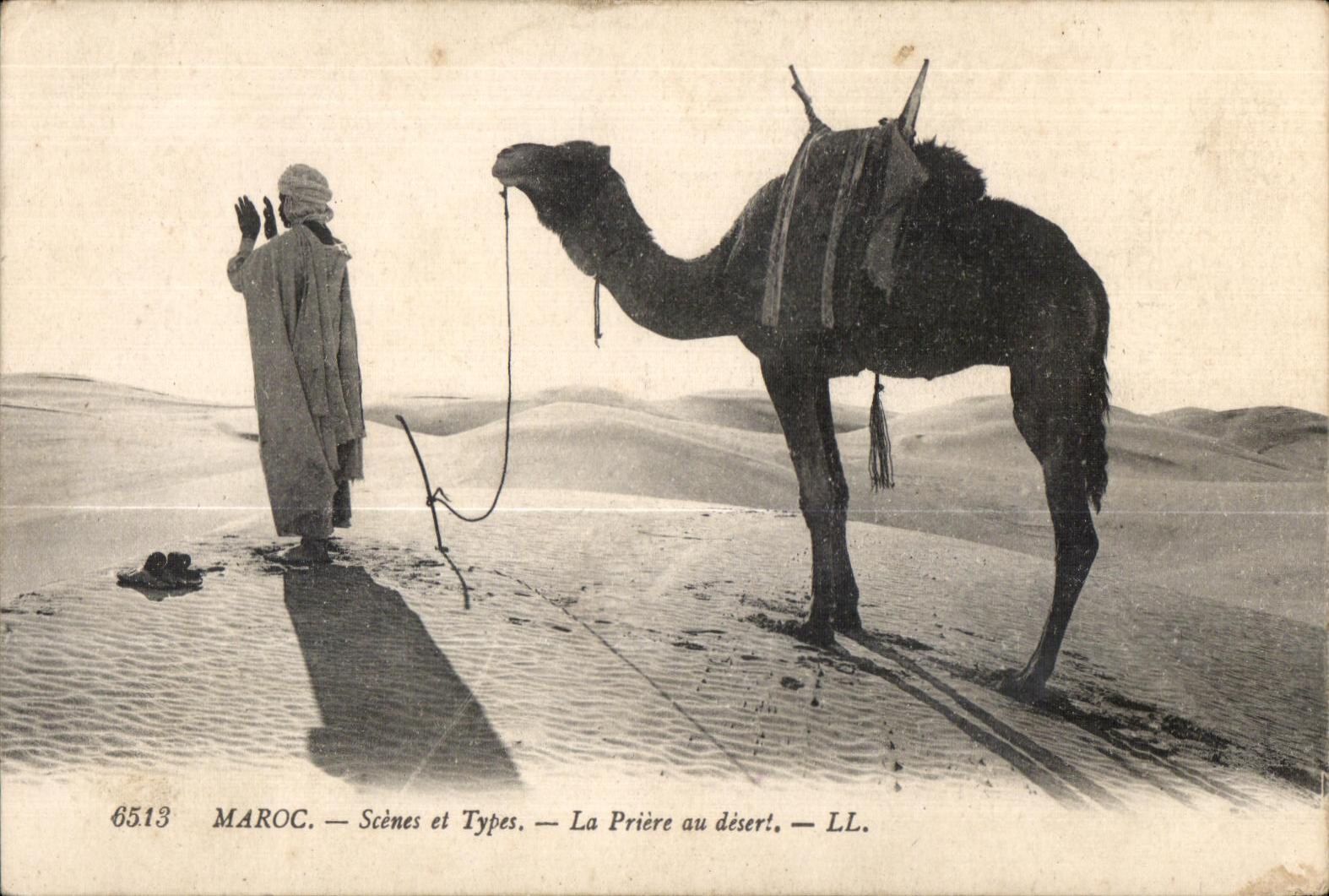 CPA Maroc Maroc Scenes et Types La Pierre au desert Camel Chameau 