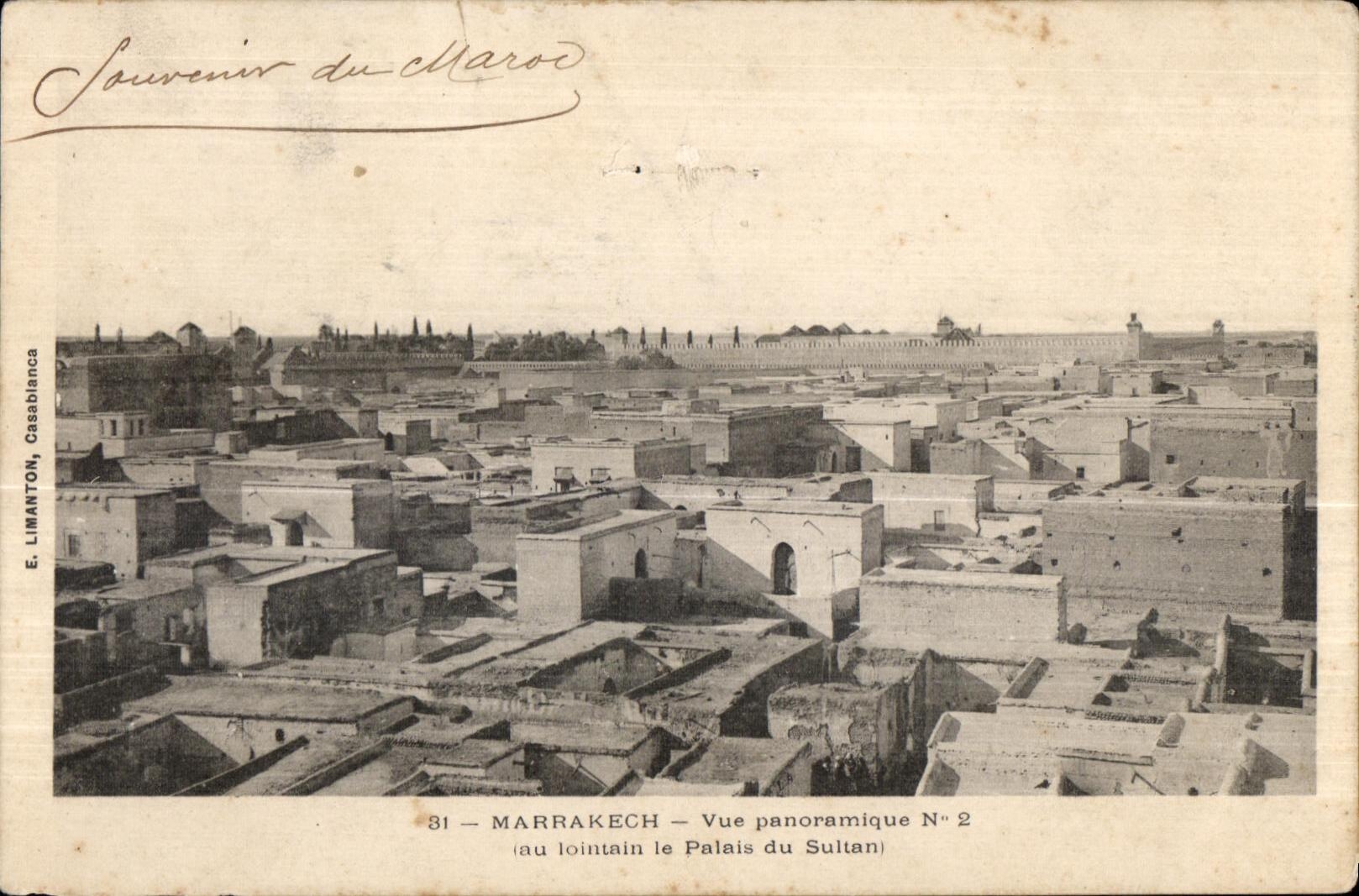 CPA Marrakech Vue panoramique lointain le Palais du Sultani