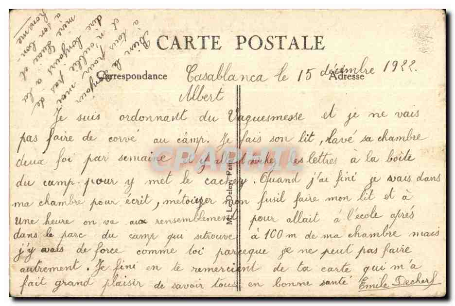 CPA Casablanca (Maroc) Vue Generale du port avec la grande jetee — Verso