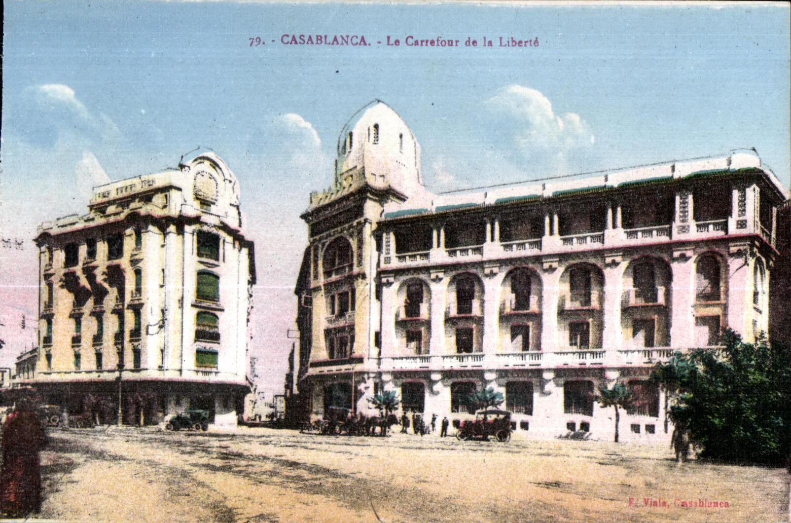 CPA Maroc Casablanca Le Carrefour de la Liberte