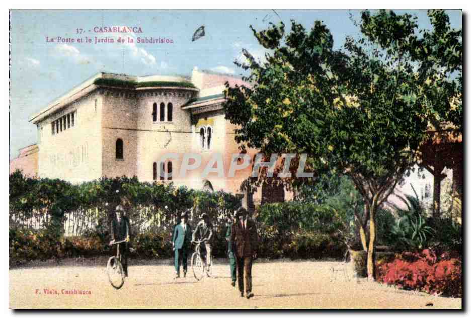 CPA Maroc Casablanca La Poste et le Jardin de la Subdivision
