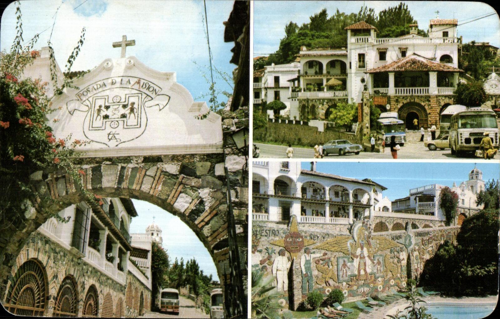 CPA Mexique Mexico Tres aspectors del Hotel Posada La Mision Aspects of the Posada La Mision Hotel Taxco Gro Mexico