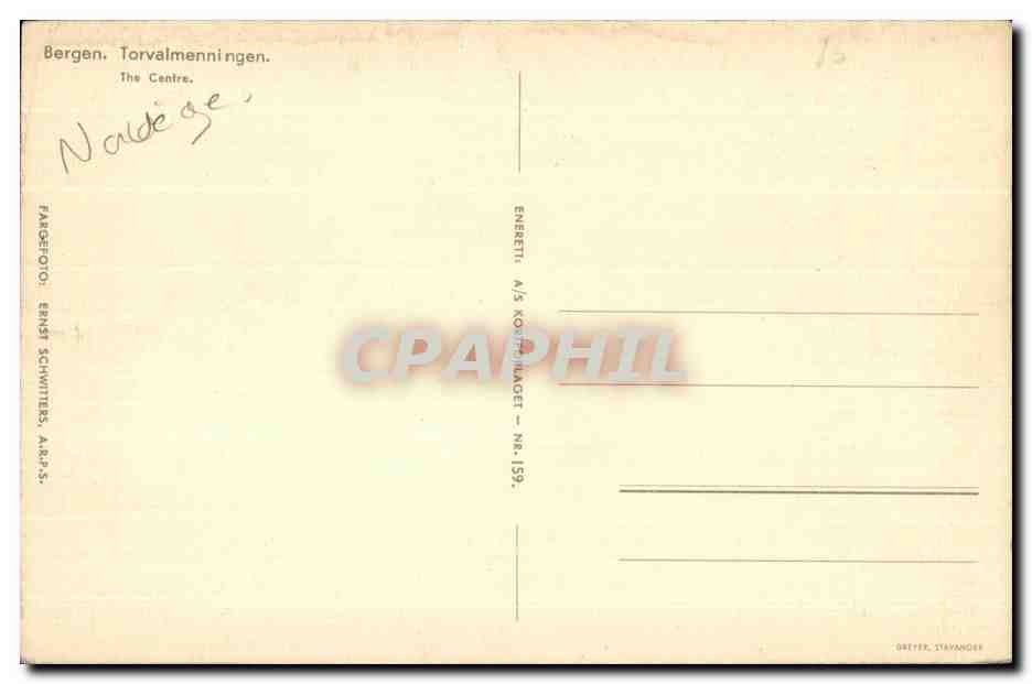 CPA Norvege Norway Bergen Torvalmenningen The centre — Verso