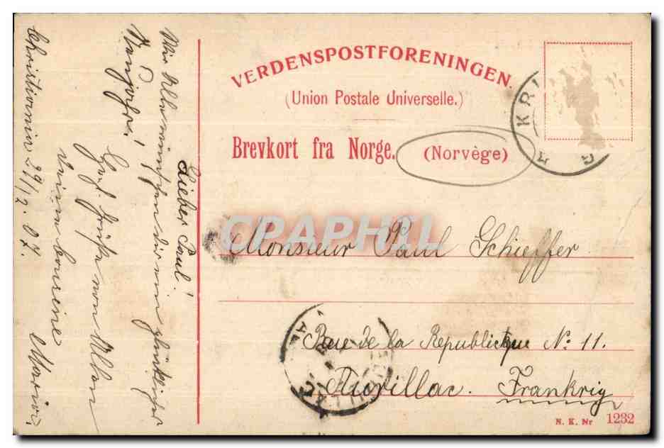 CPA Norvege Norway Norstrands bad Kristiania — Verso