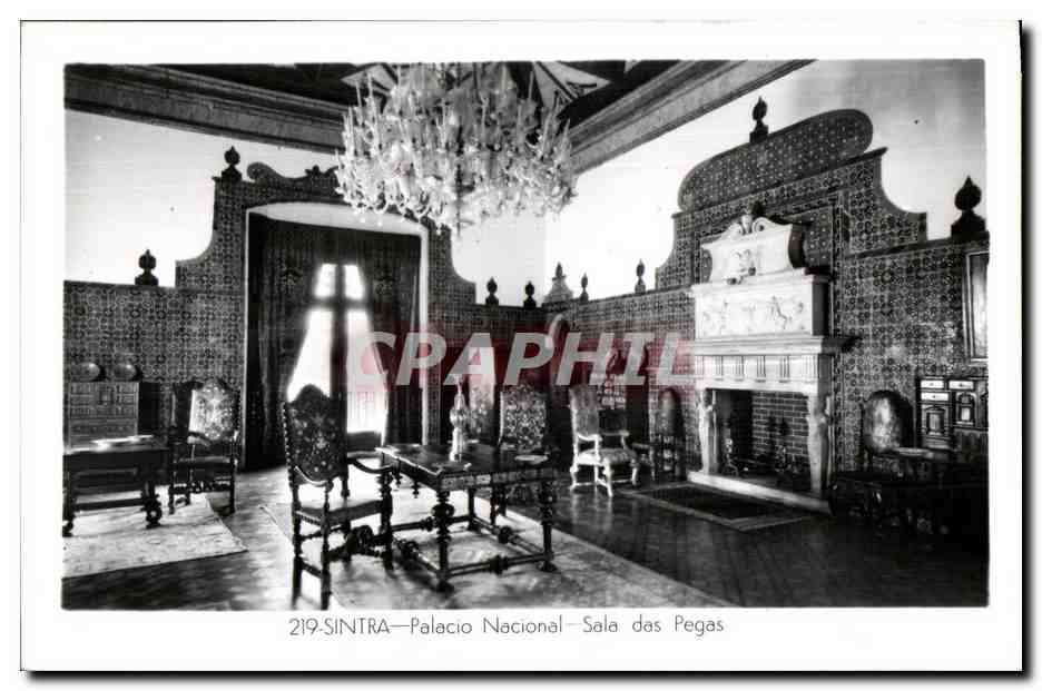 CPA Portugal Sintra Palacio Nacional Sala das Pegas Feito em Portugal
