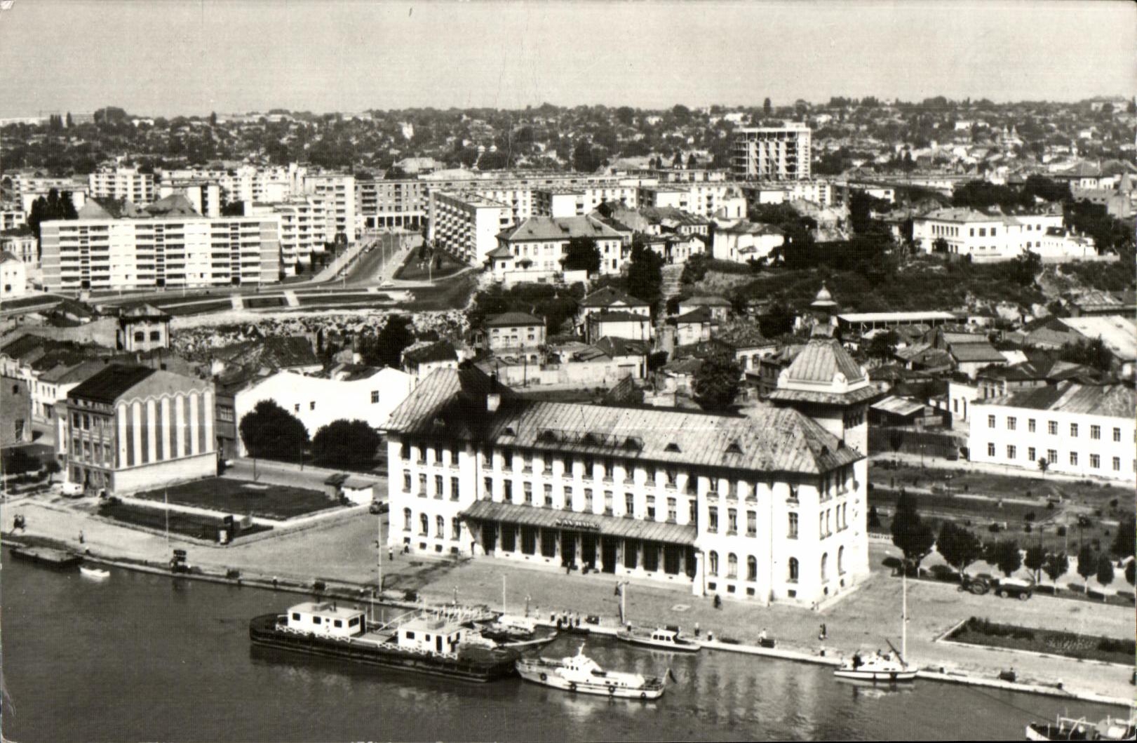 CPA Romanie Rumani Galati Gara fluviala 