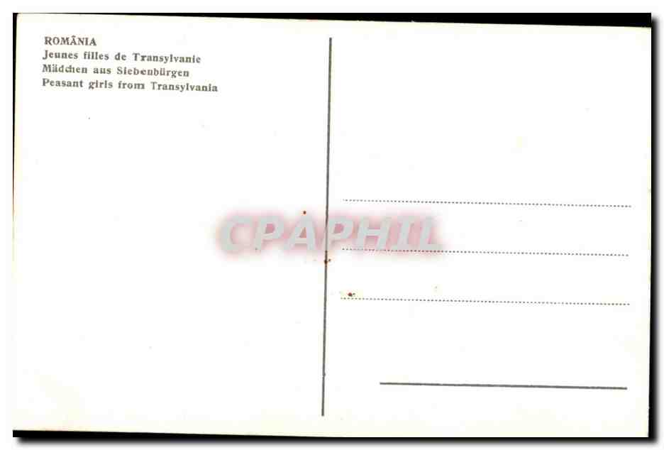 CPA Romania Jeunes filles de transylvante Middren — Rückseite