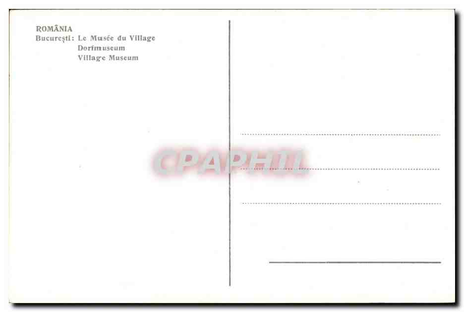 CPA Romania Bucuresti Le Musee du Village Dorfimuseurm Village Museum — Rückseite