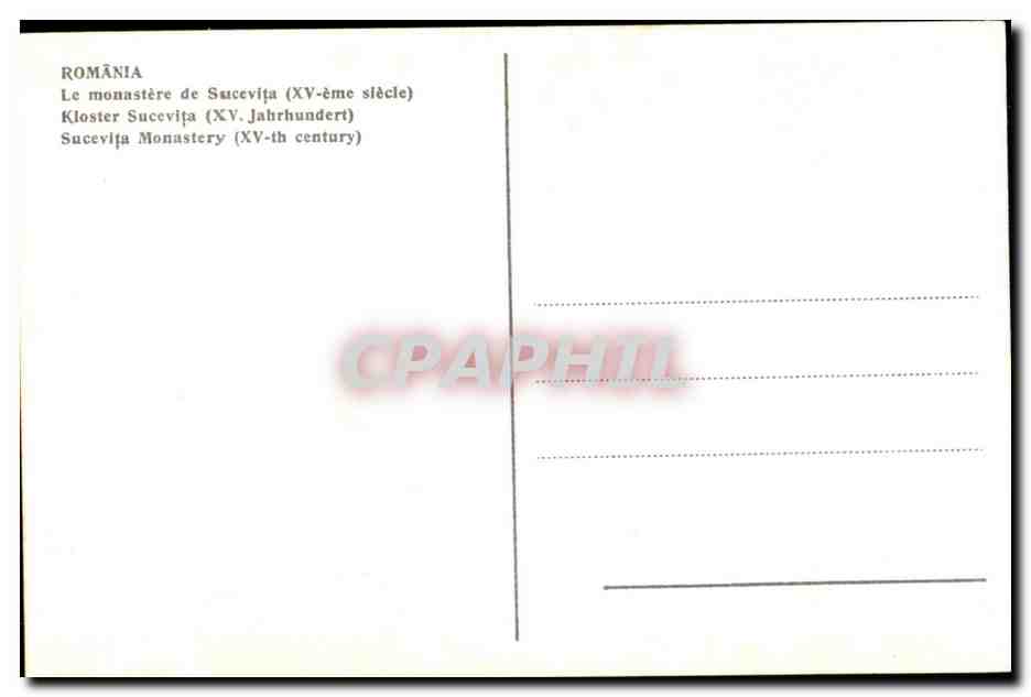 CPA Romania Le Monastere de Sucevita  — Rückseite