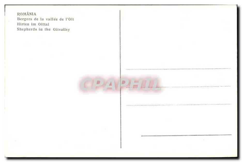 CPA Romania Bergers de la vallee de I oit Hirten im Oittal  — Rückseite