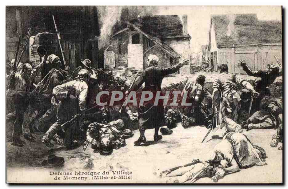 Momeny - Defense heroique du Village - CPA Militaria