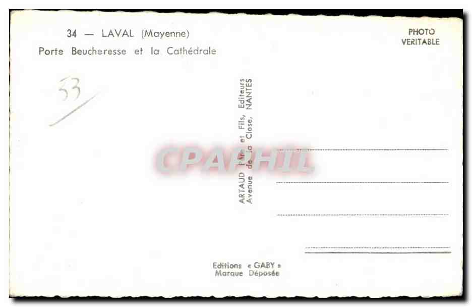CPSM Laval Mayenne Porte Beucheresse et la Cathedrale — Rückseite