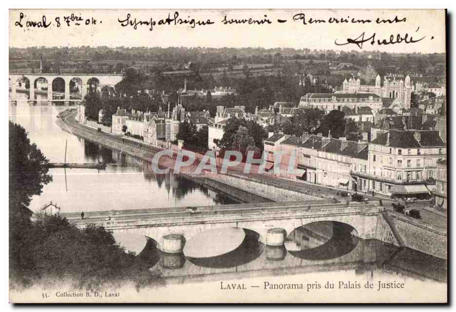 CPA Laval Panorama pris du Palais de Justice