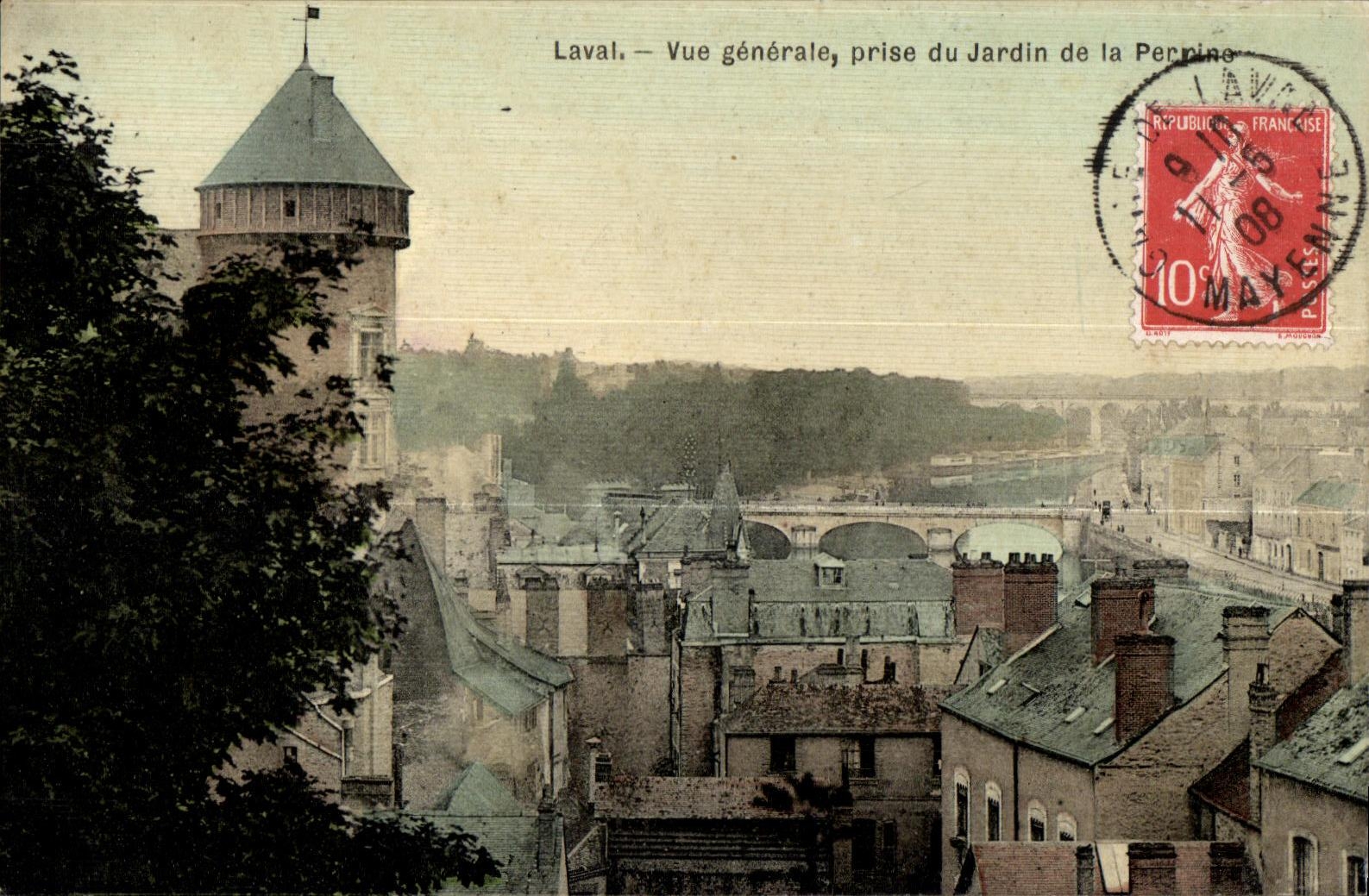 Laval — Vue générale, prise du Jardin de la Perminé — Éditeur inconnu