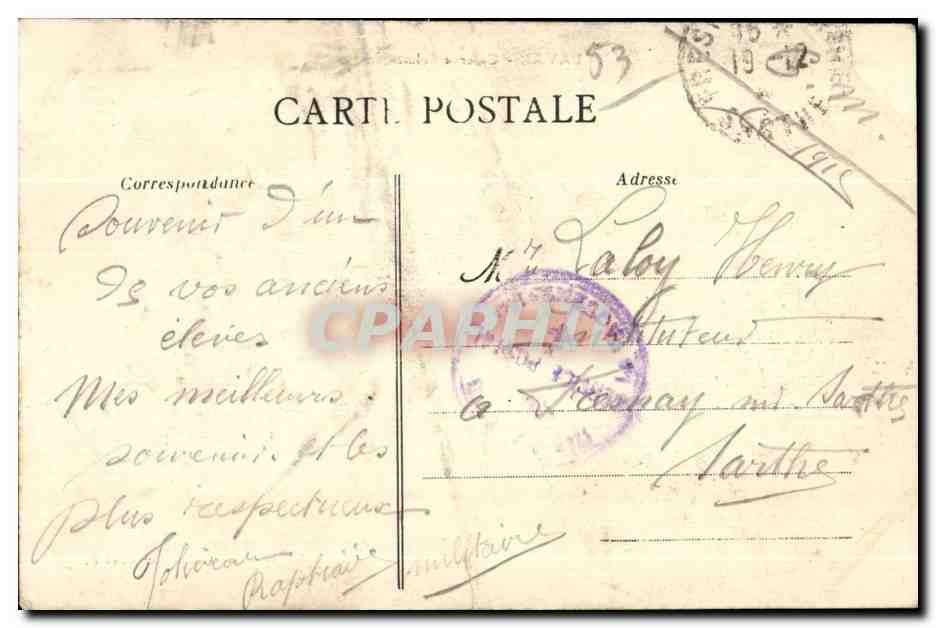 CPA Laval Caserne Schneider Militaria — Rückseite