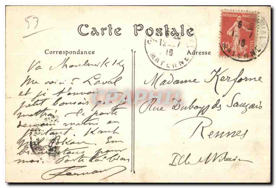 CPA Laval La Rue Charles Landelle et la Porte Beucheresse — Rückseite