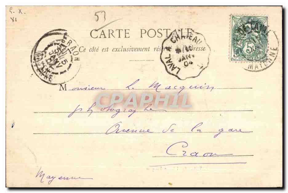 CPA Laval quai Jehon Fouquet — Rückseite