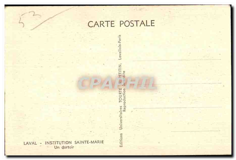 CPA Laval institution sainte marie un dortoir — Rückseite