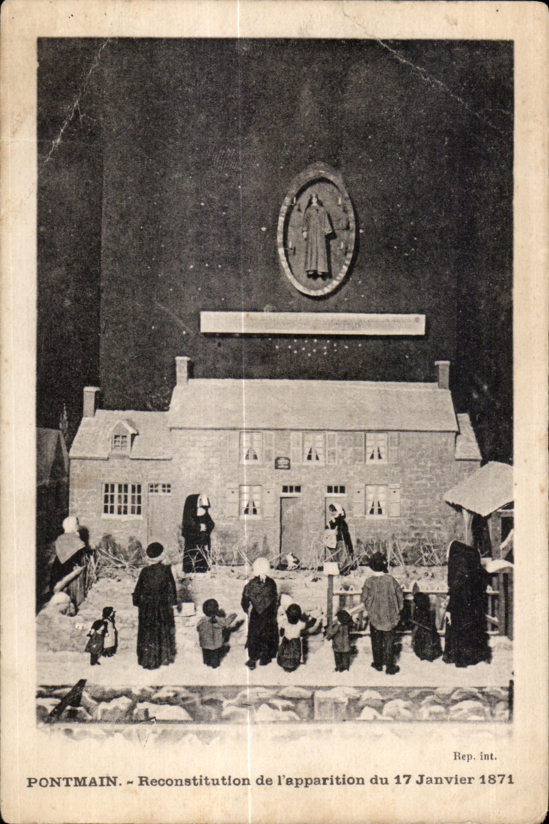 CPA Pontmain reconstitution de l apparition du 17 janvier 1871