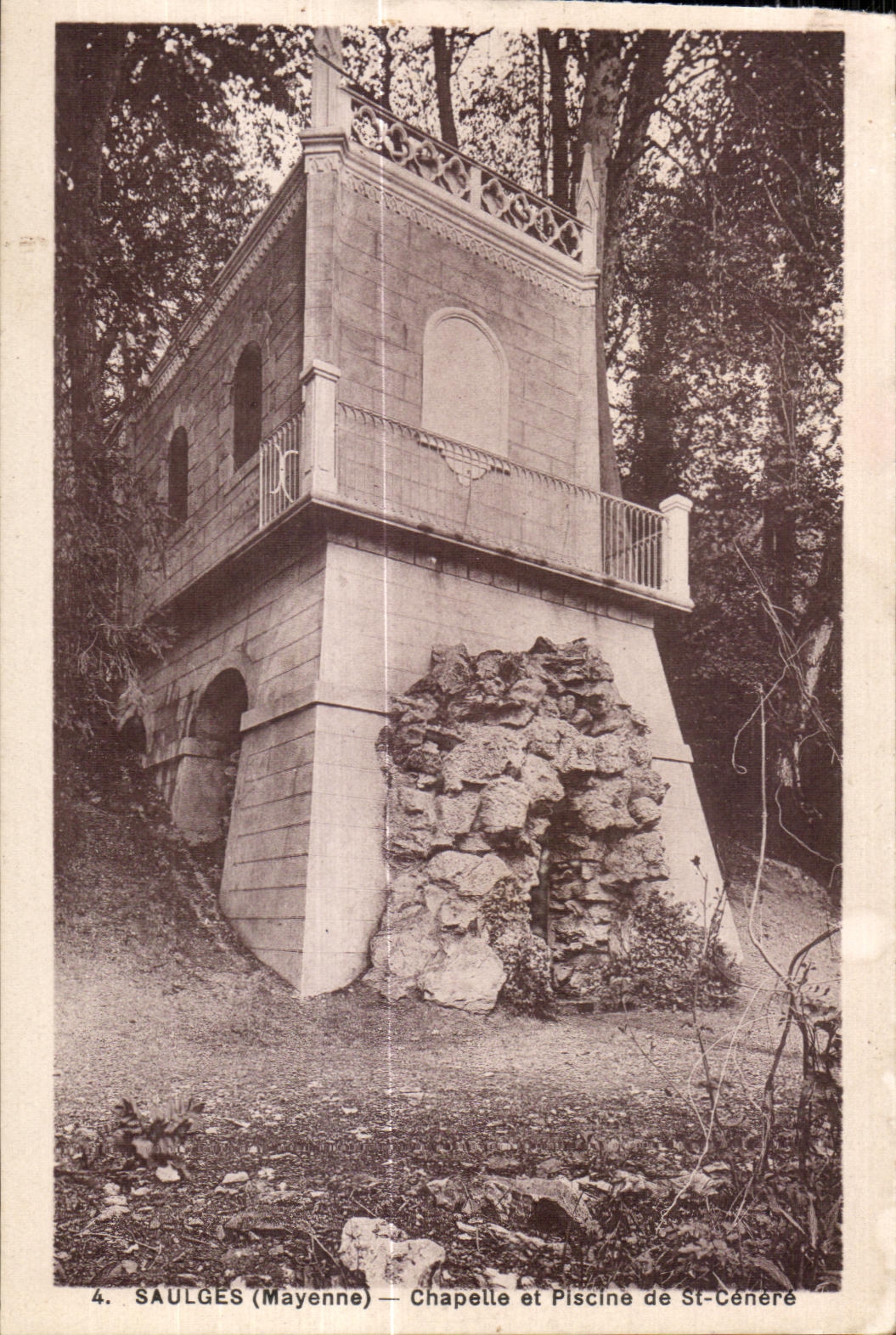 CPA Saulges Mayenne chapelle et piscine de st cenere