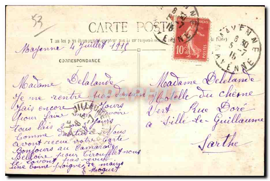 Mayenne — Buste Paul Lintier et Kiosque de la Musique au Château — Back