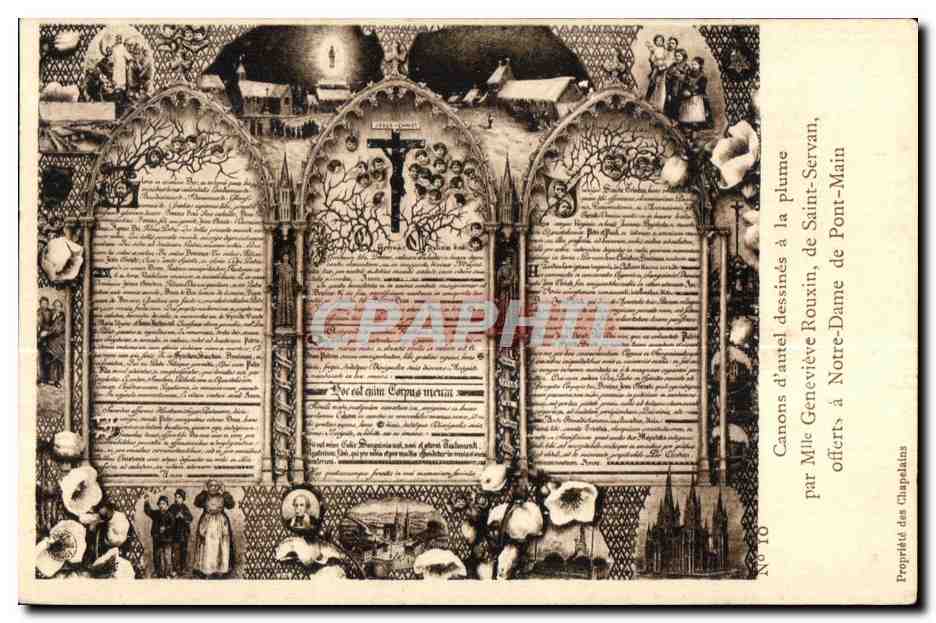 CPA Canons d Autel dessines a la plume par Mlle Genevieve Rouxin de Saint Sevran Notre Dame de Pont Main 