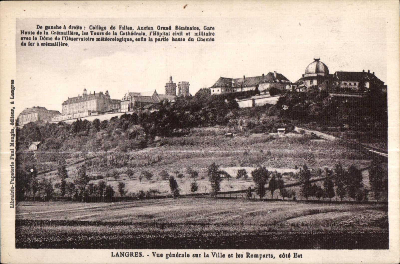 Langres - Vue générale sur la Ville et les Remparts, côté Est — Librairie-Photographe Paul Mongin, à Langres