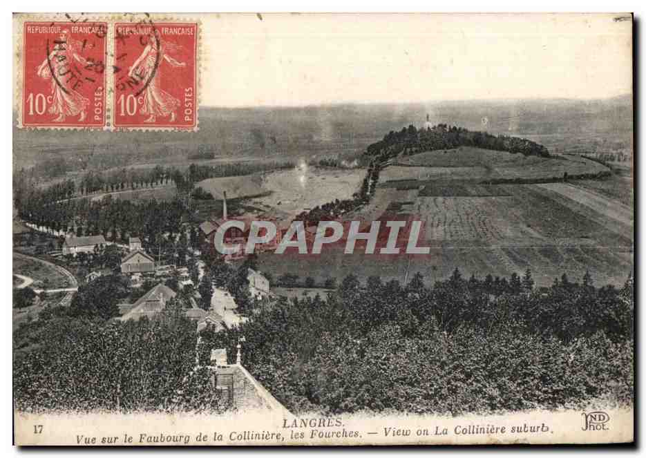 CPA Langres Vue sur le Faubourg de la Colliniere les Fourches View on La Colliniere suburb