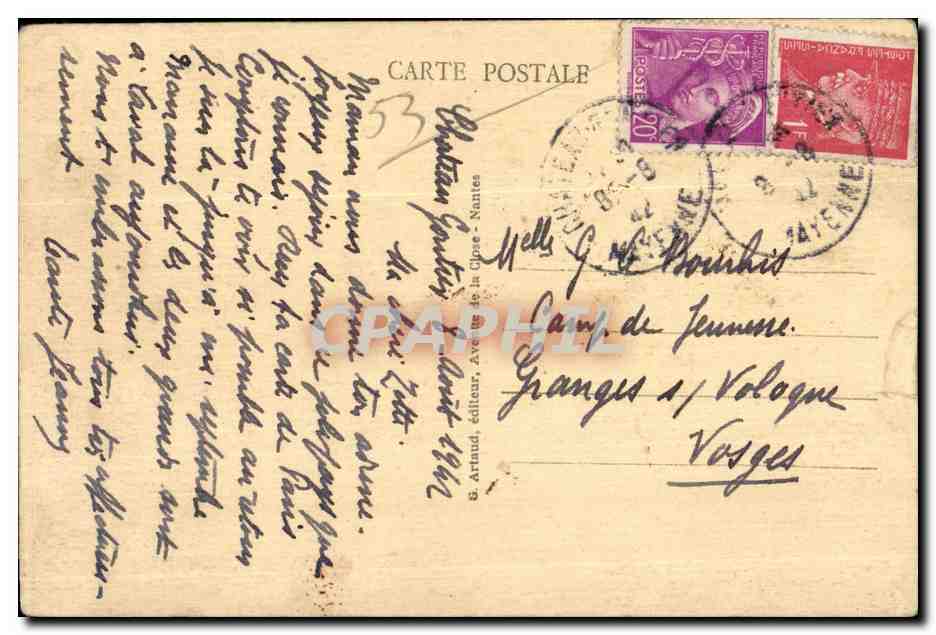 CPA Chateau Gontier Monument aux morts pour la Patrie Jardin du Bout du Monde — Rückseite