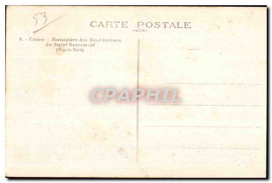 CPA Craon Monastere des Benedictines du Saint Sacrement  — Rückseite