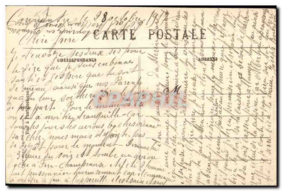 CPA Chapelaine Bataille de Marne Le Chateau Detruit Par le Bomjbardemnt — Back