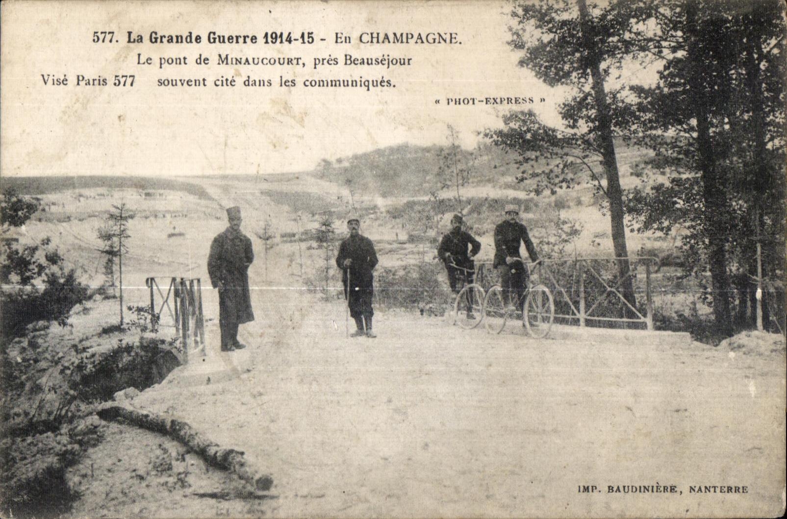 Le pont de Minaucourt, près Beauséjour — En Champagne — IMP. BAUDINIÈRE, NANTERRE