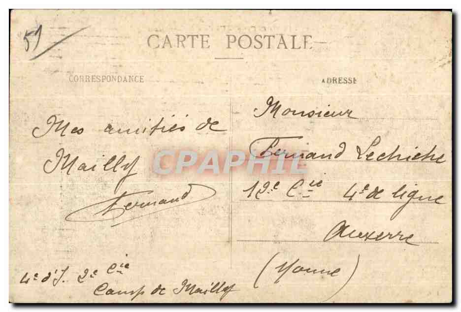 CPA La Vie an Camp Un Coin de Campement Militaria  — Rückseite