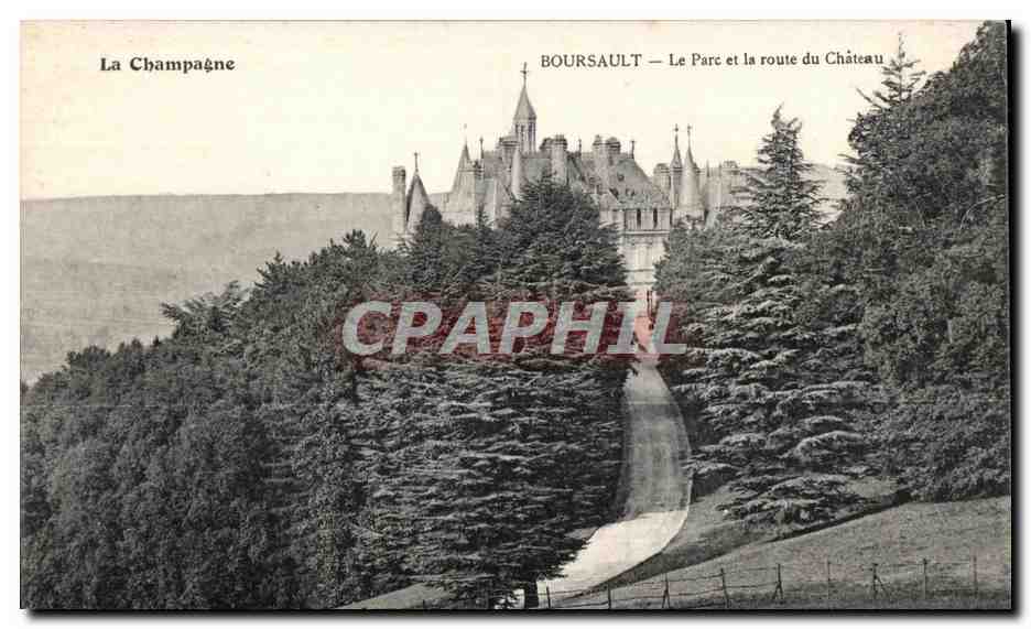 CPA Boursault Le Pare et la route du Chateau