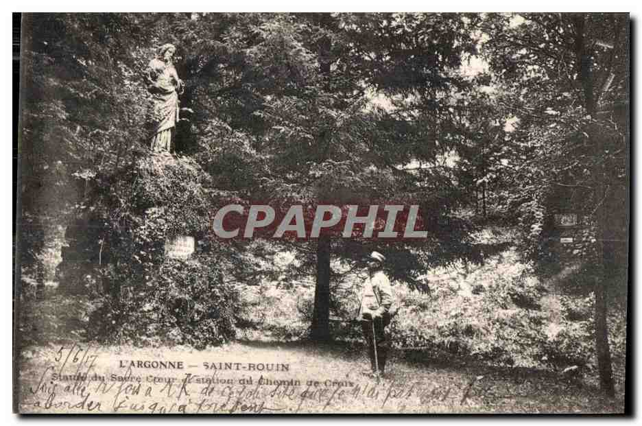 L'ARGONNE - SAINT-ROUIN — Statue du Sacré-Cœur à la station du Chemin de Croix — éditeur non visible