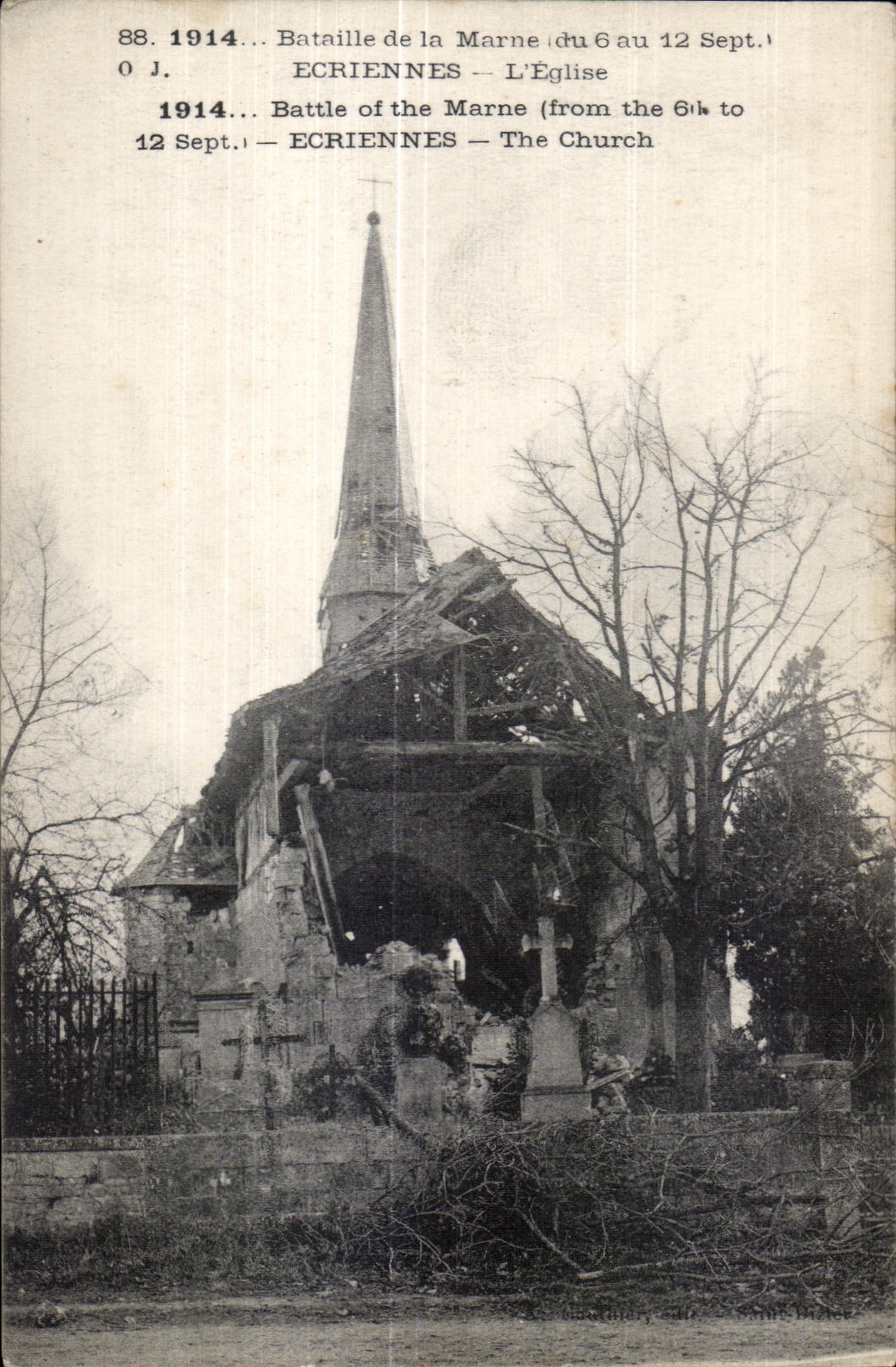 CPA Bataille de la Marne Ecriennes L Eglise Militaria 