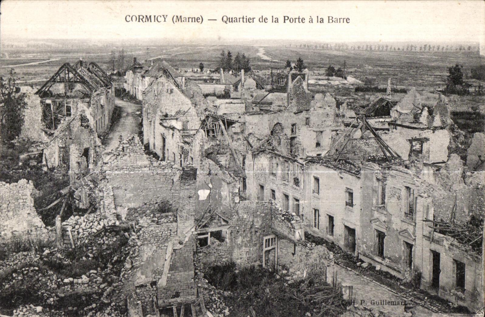 CPA Cormicy Quartier de la Porte a la Barre Militaria 