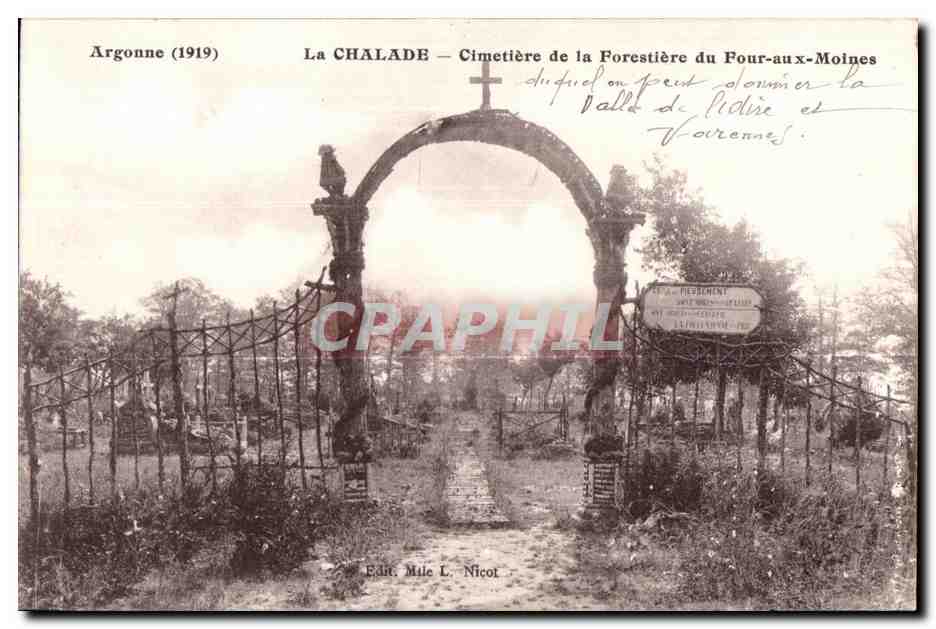 La CHALADE — Cimetière de la Forestière du Four-aux-Moines — Argonne (1919) — Edit. Mlle L. Nicot