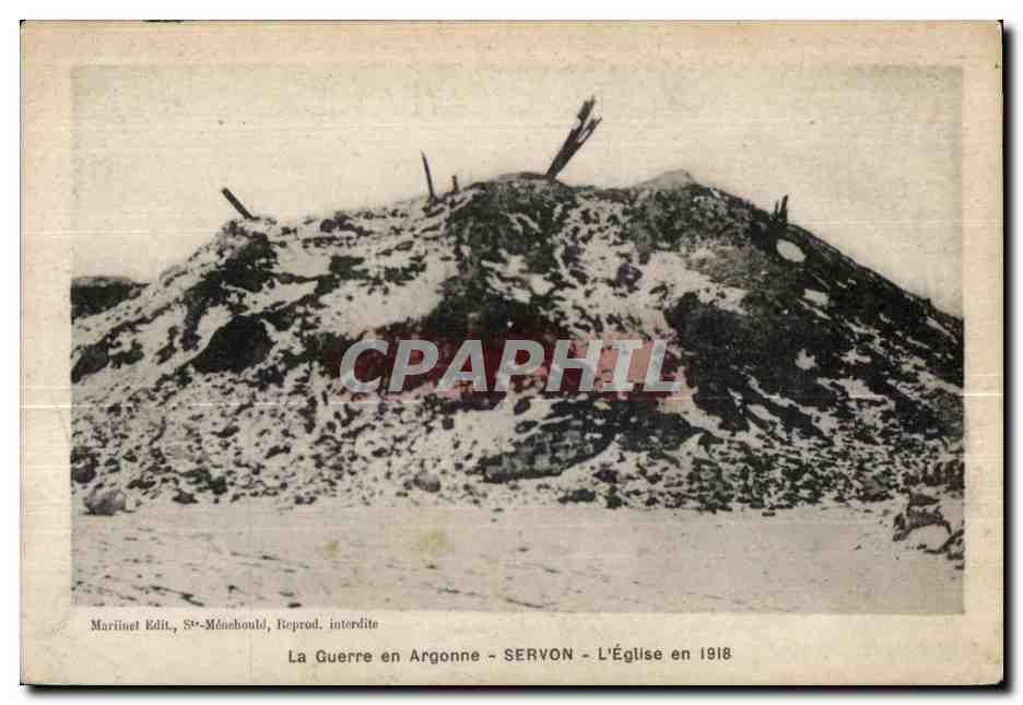 L'Église en Argonne - SERVON - L'Église en 1918 — Marinet Edit., St-Ménèbould