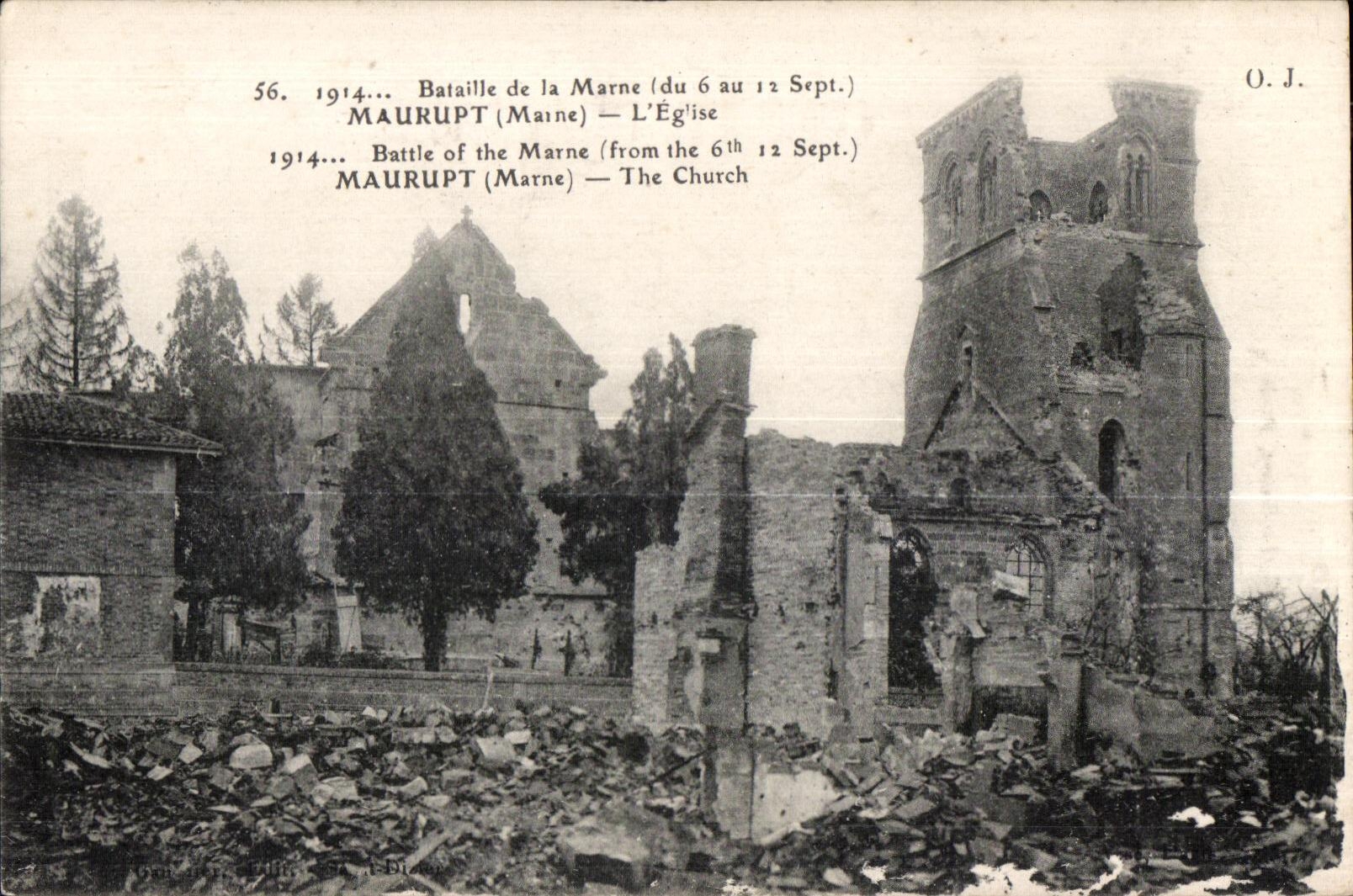 CPA 1914 Bataille de la Marne du 6 au 12 Sept Maurupt Marne L Eglise Militaria