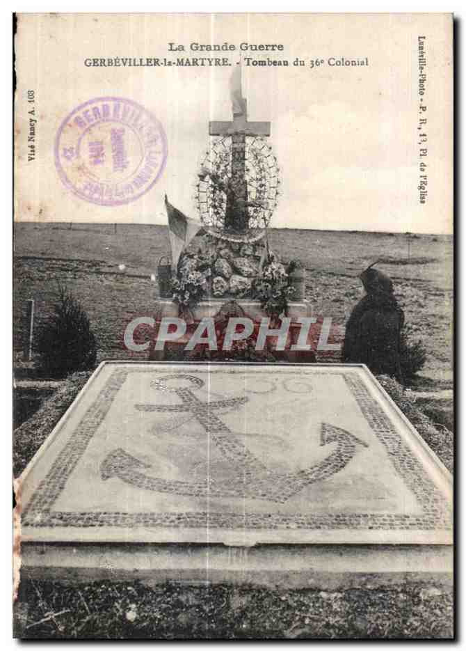 CPA Militaria CPA La Grande Guerre Berbeviller la Martyre Tombeau du 36e Colonial