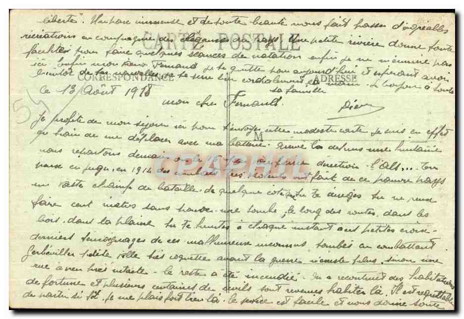 CPA Militaria CPA Guerre 1914-1918 Gerbeviller la Martyre Tombeau du 36e Colonial — Rückseite