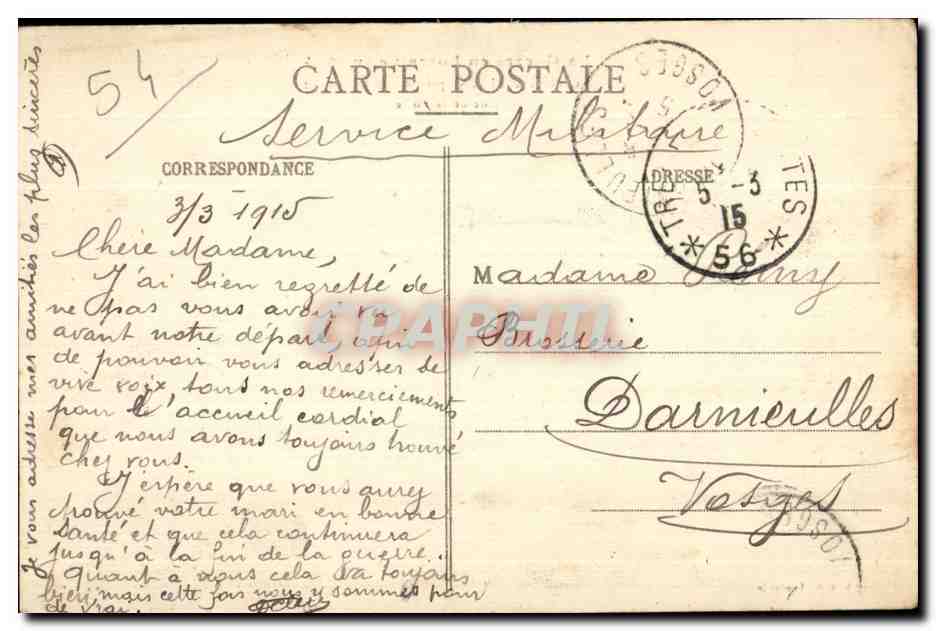CPA Militaria CPA La Guerre en Lorraine en 1914 Gerbeviller Apres le Bonbardement Rue de la Poste — Rückseite