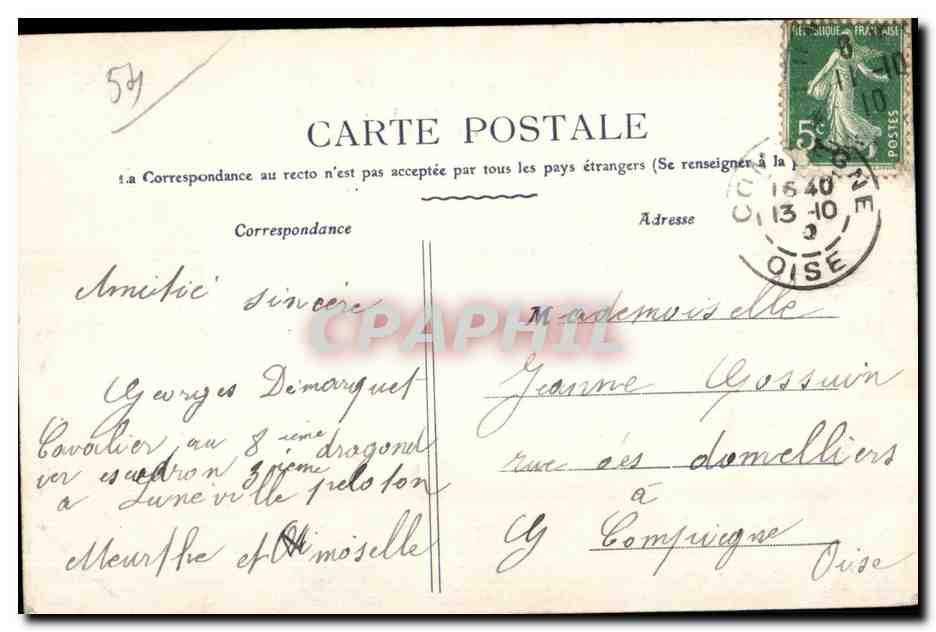 Lunéville — Le Château, vue prise des Bosquets — Éditeur La Tarelle, rue Carnot — Rückseite