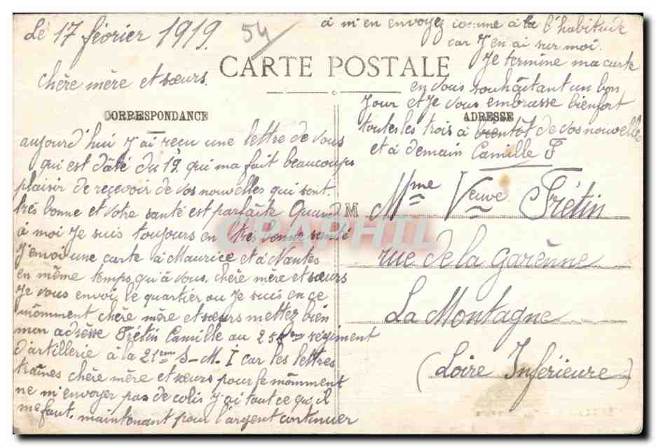 CPA Militaria Luneville Quartier Beauveau — Verso