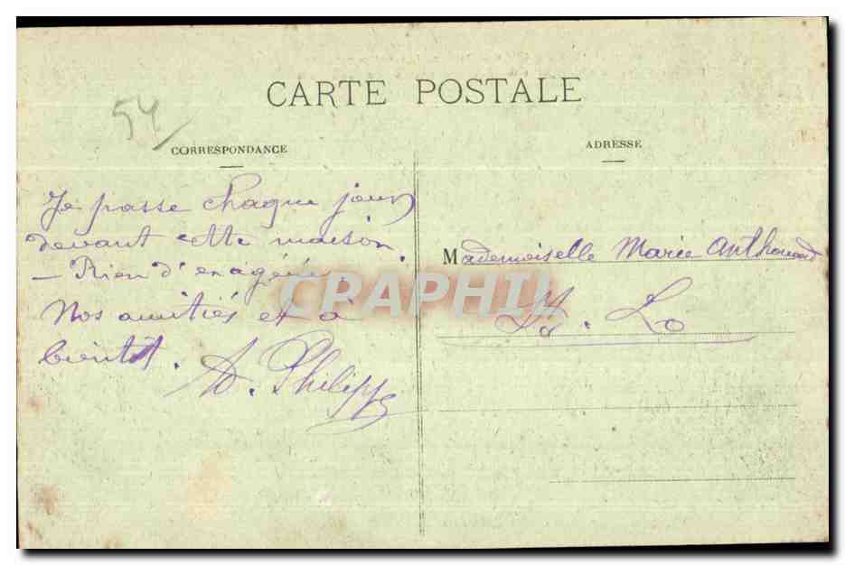 CPA Militaria Guerre 1914-1918 Nancy Bonbardement par canon Mison detruite a l Angle des Rues Palissot et du vieit-Aitre — Verso