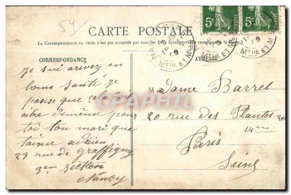 CPA Militaria Kiosque a musique Nancy  — Verso