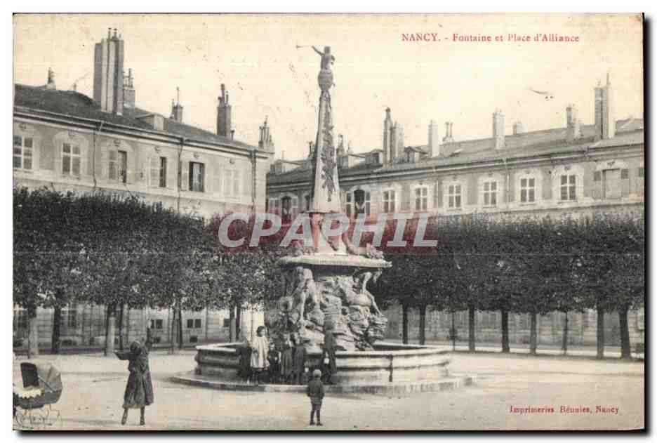 NANCY - Fontaine et Place d'Alliance — Imprimeries Réunies, Nancy