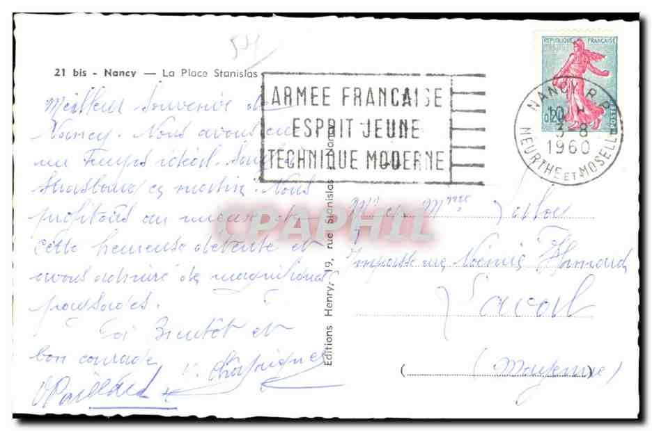 CPSM Nancy La Place Stanislas — Verso