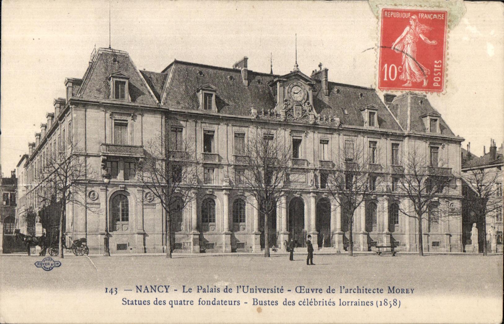 CPA Nancy Le Palais de I Universite Ceuvre de Parchitecte Morey Statues des quatre foundateurs